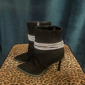 Jennifer Lopez Black Heeled Boots with Silver Details